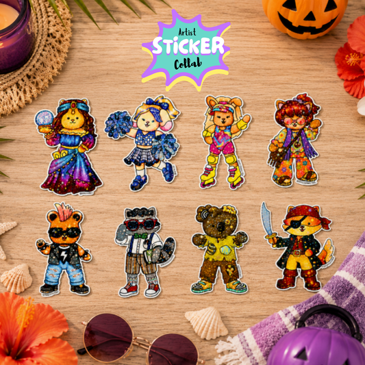 Summerween Artist Sticker Collab and Character Cards Set