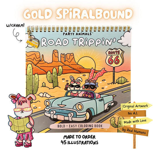 Road Trippin' Coloring Book (Gold Spiral-bound w/Charm)