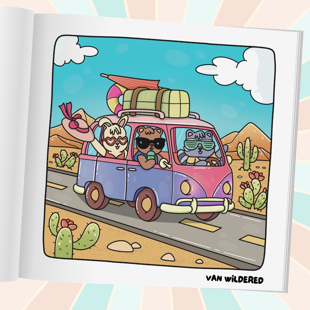 Road Trippin' Coloring Book (Gold Spiral-bound w/Charm)